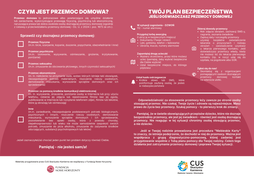 Informator dla osoby doznającej przemocy domowej